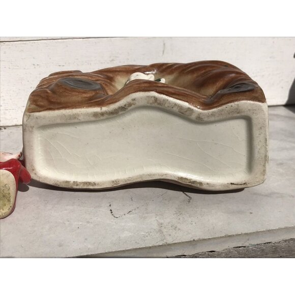 Antq Thames Ceramic Red Pixie Elf MCM 50s Christmas Woodland Planter MCM Lot HTF - Picture 14 of 16